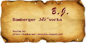 Bamberger Jávorka névjegykártya